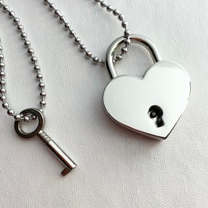 Wholesale Lovers Heart Lock And Key Necklace Stainless Steel