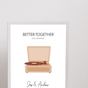 Impresión de canción personalizada, arte de tocadiscos, regalo musical personalizado, canción de primer baile, regalo de aniversario, regalo de boda, descarga digital