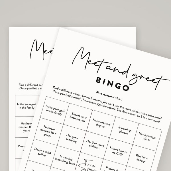 Meet and Greet Bingo - Party Icebreaker Game | Digital Download