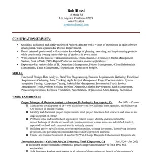 2 Page Clean Professional Project Manager CV Resume ATS Friendly Template Project Coordinator Project Management