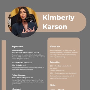 Minimalist Resume with Photo Template Brown Peach