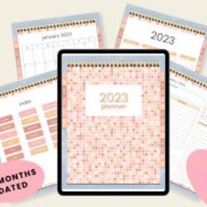 2023 Datiert Pfirsich Mosaik Printable Planer - A4