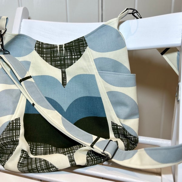 Handmade Cotton Shoulder/Tote Bag with Pockets Orla Kiely Print