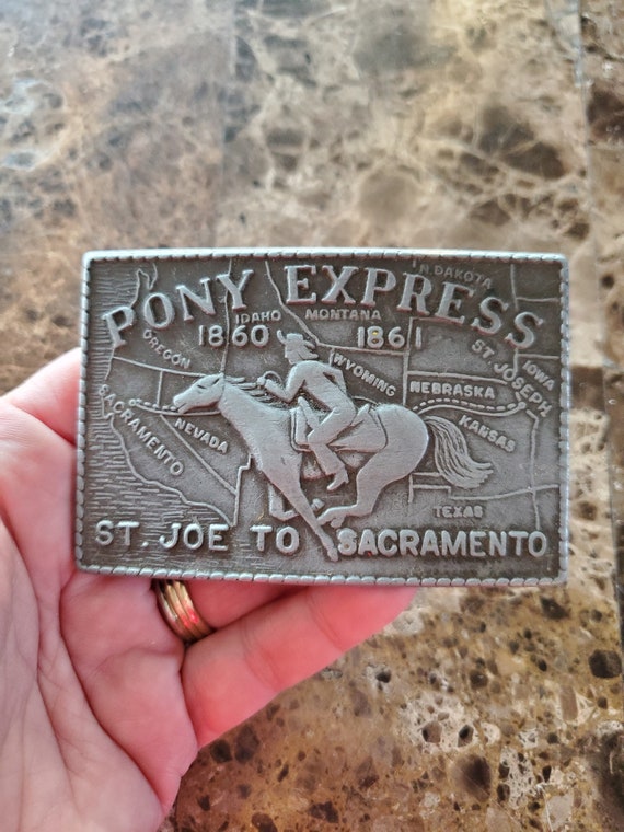 Vintage Pony Express Metal Belt buckle - image 1