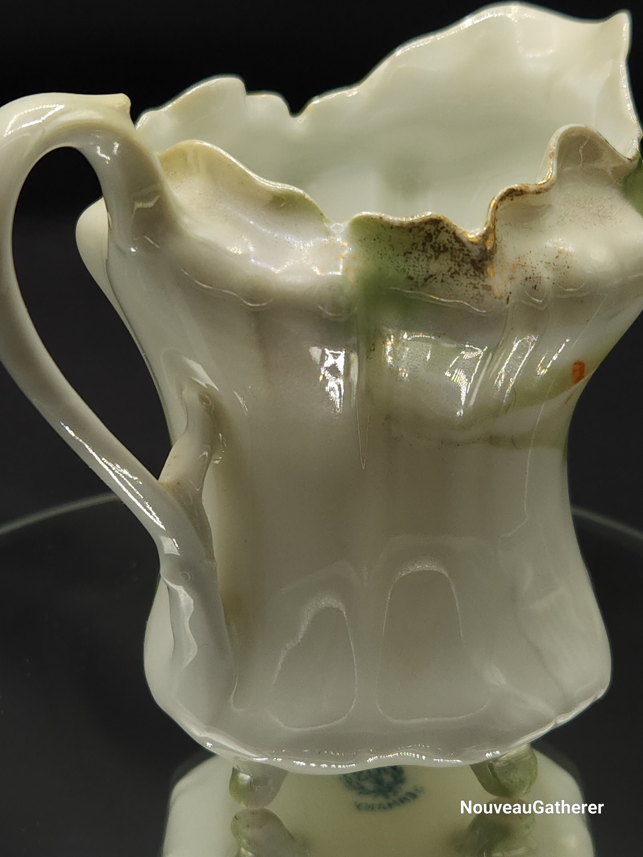 Antique Porcelain RS Germany Creamer Footed W Lily Pattern Etsy