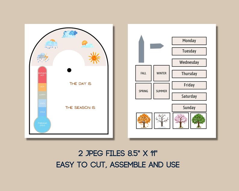 Weather Station Printable, Montessori Weather Station, Preschool