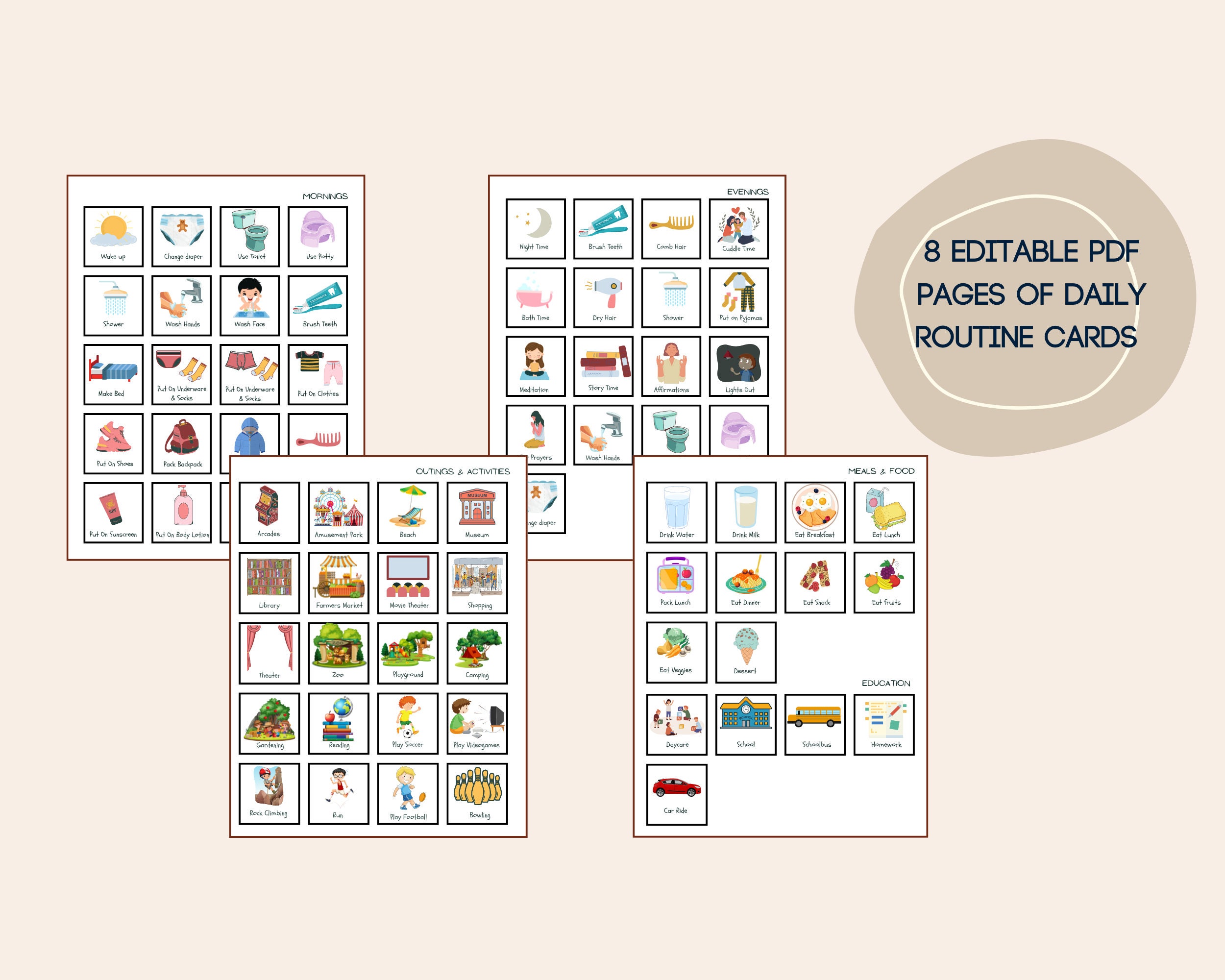 Customizable Daily Routine Responsibilities Chart for Kids Montessori ...