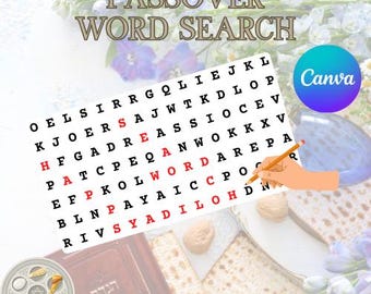 Passover Printable Word Search – Fun Holiday Puzzle Game for Classrooms & Parties – Digital Download
