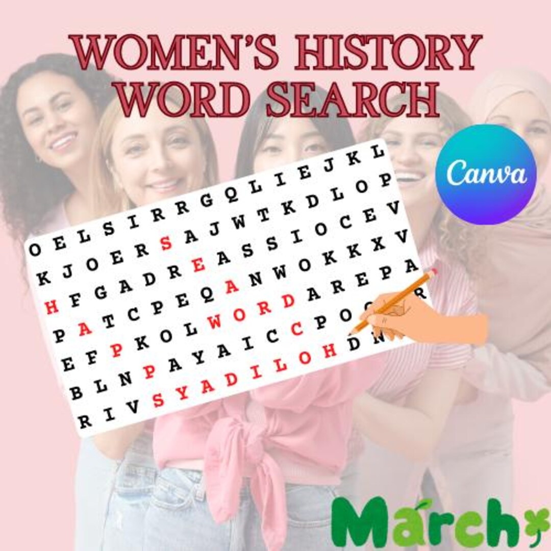 Women's History Month Word Search – Printable Games for Adults & Kids ...