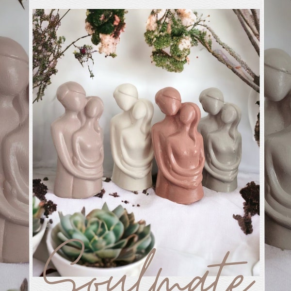 SOULMATE: Liebespaar Figur, Liebespaar Skulptur, Gipsfigur, Verliebtes Paar Statue, Braut und Bräutigam Figur, Hochzeitsgeschenk