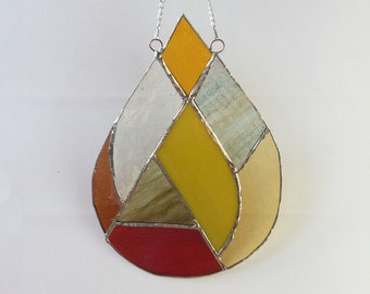 Large stained glass sunset Teardrop Suncatcher