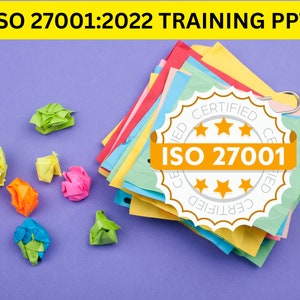 May include: A stack of colorful sticky notes with a white circle seal that says "CERTIFIED" and "ISO 27001" in orange text. The seal has five gold stars. The notes are on a purple surface with crumpled pieces of paper in various colors.