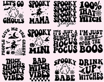 Retro Halloween SVG Bundle, Halloween SVG, Groovy Halloween Sublimation Designs, Hippie Halloween svg, Spooky svg, Retro Svg, Trendy svg
