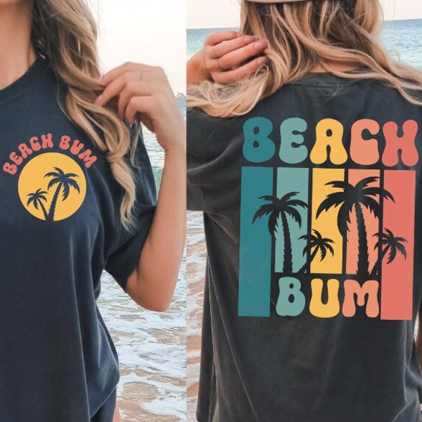 Beach Bum SVG, Summer Beach Tank Top with Palm Trees, PNG Jpg Sublimation, Retro Beach Summer Design SVG File for Cricut, Vinyl Decal File