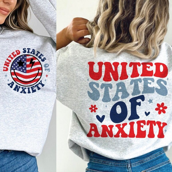 United States Of Anxiety Svg, 4th of July Svg, American Mama Svg, Retro America Svg, American Flag Svg, Fourth of July svg, retro svg