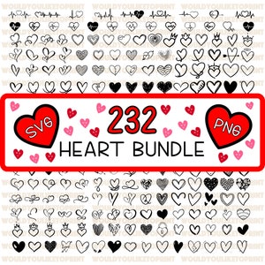 Heart Bundle Svg·Png Heart Doodle Svg, Heart Svg Cut Files For Cricut, Heart Clipart, Hand Drawn Heart Svg, Hearts Svg, Valentine's Day Svg