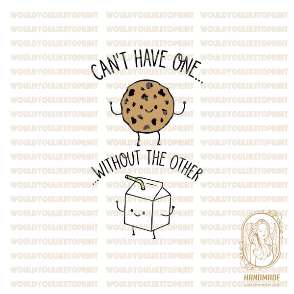 Milk and Cookie Clipart, SVG, Png, doodle clipart, Hand drawn svg, Milk to my Cookie SVG, cute food, kawaii, funny SVG, Valentines Day