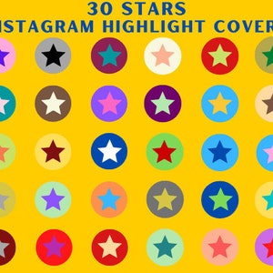 30 Stars Instagram Story Highlight Covers Icons | Canva Instagram Highlight Icons | Story Covers
