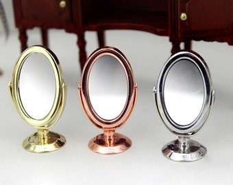 Miroir rabattable de maquillage de vanité de table miniature pour maison de poupée
