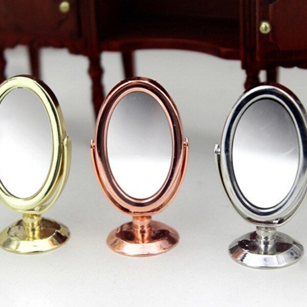 Dollhouse Miniature Tabletop Vanity Makeup Flip Mirror