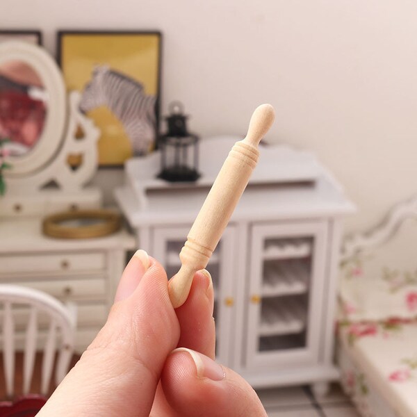 Dollhouse Miniature Wooden Rolling Pin Miniature Kitchen Tools