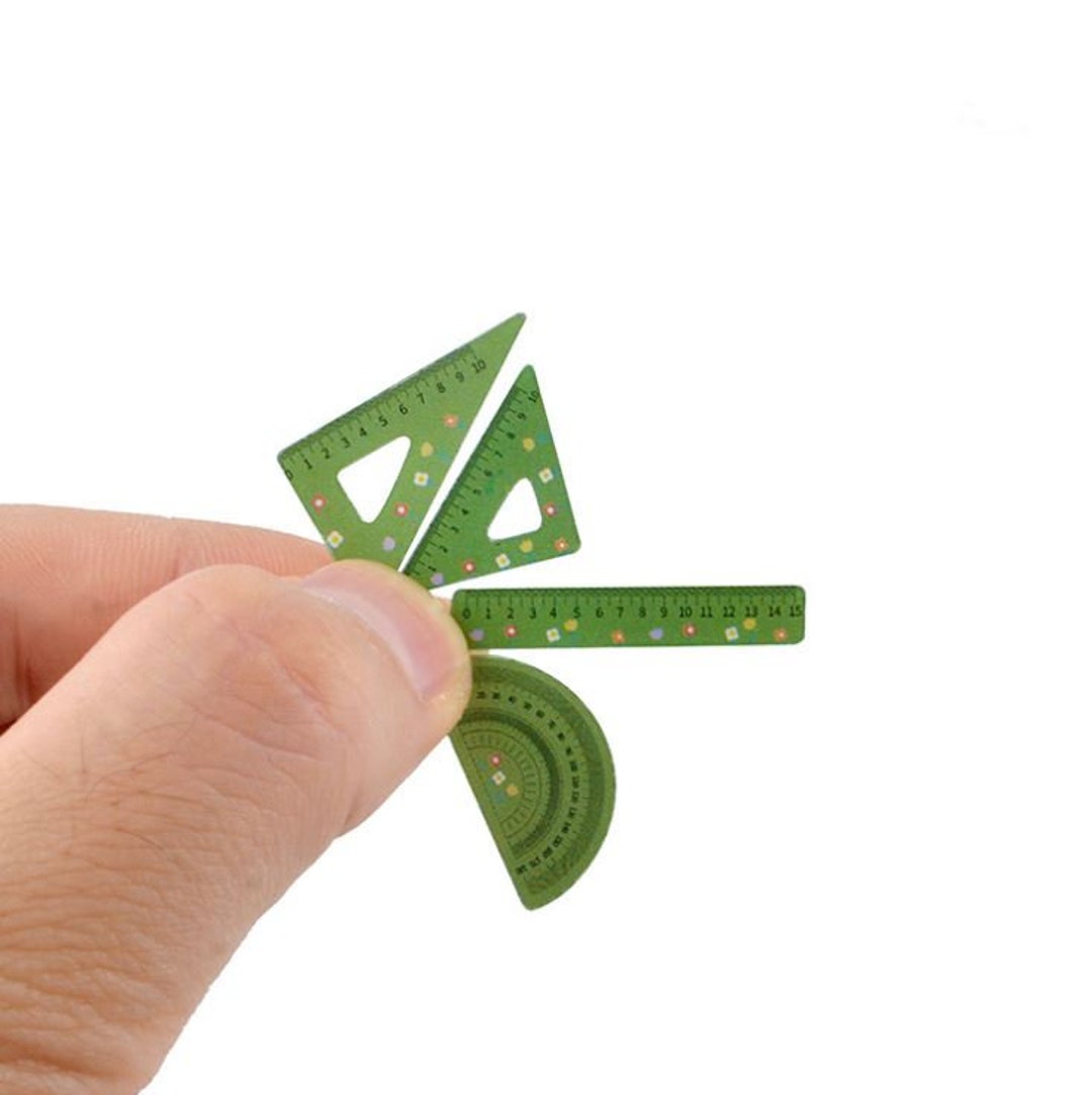 Dollhouse Miniature Drawing 4-pc Ruler Set, Miniature Stationery, Mini ...