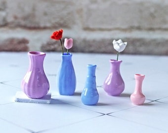 Dollhouse Miniature Ceramic - Like Mini Pottery Flower Vase