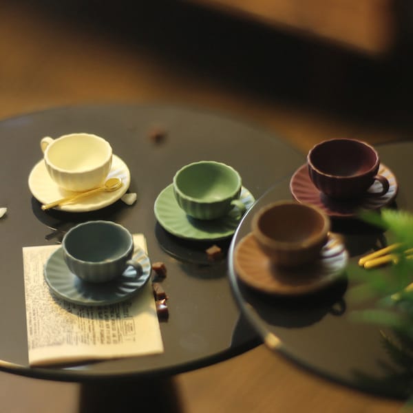 1:12 Scale Dollhouse Miniature Coffee Tea Cup Set With Spoon Tableware Miniature Kitchen