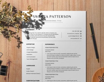 Professional 1 Page Resume Template | Modern One Page CV | Word & Docs | Minimalist Design | Developer, Designer, Marketing | Cover letter.