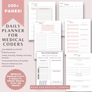 Medical Coder's Planner Increase Productivity and Quality Digital or Print Yearly, Monthly, Weekly, Daily Planning image 1