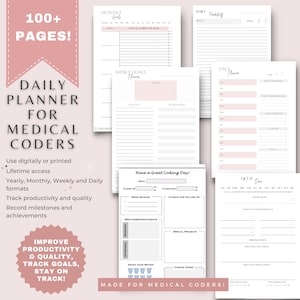 Medical Coder's Planner Increase Productivity and Quality Digital or Print Yearly, Monthly, Weekly, Daily Planning image 1