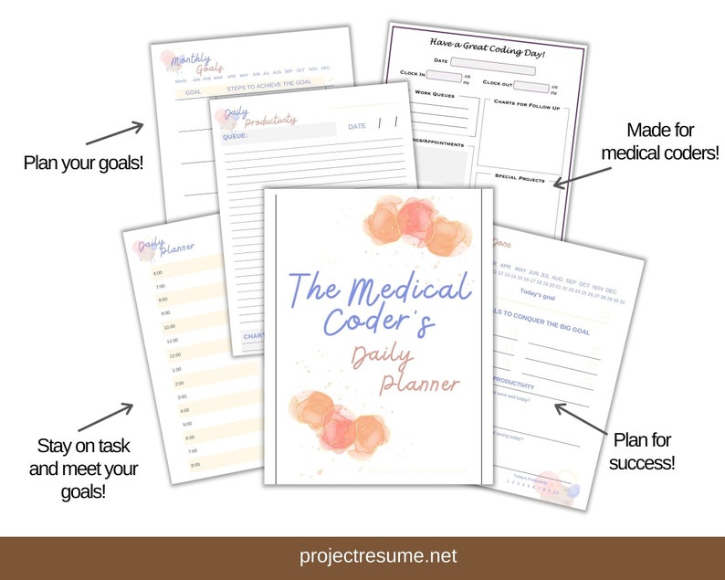 Medical Coder's Planner Increase Productivity and Quality Digital or Print Yearly, Monthly, Weekly, Daily Planning image 6