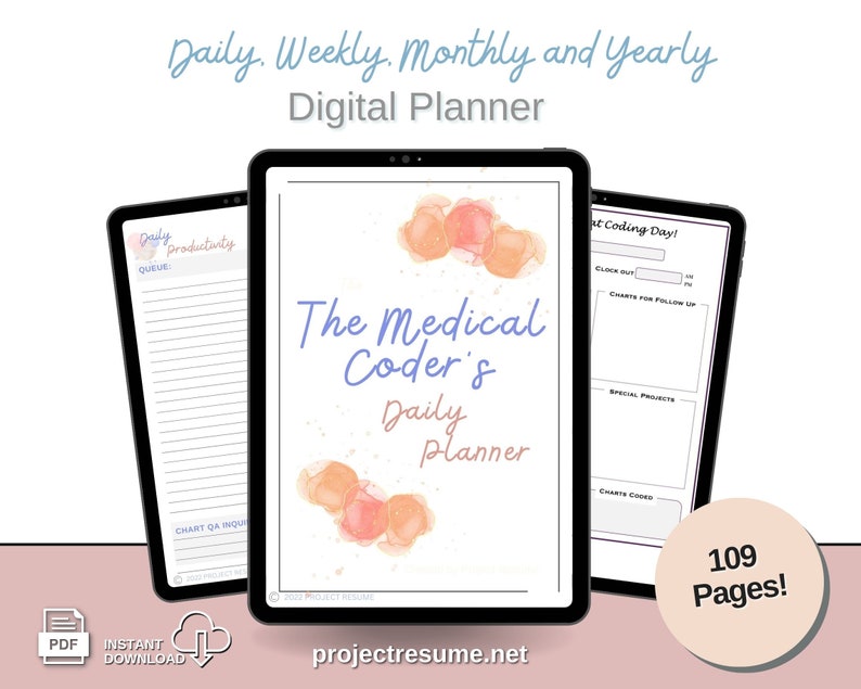 Medical Coder's Planner Increase Productivity and Quality Digital or Print Yearly, Monthly, Weekly, Daily Planning image 5