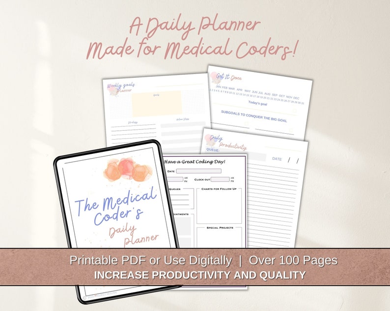 Medical Coder's Planner Increase Productivity and Quality Digital or Print Yearly, Monthly, Weekly, Daily Planning image 3