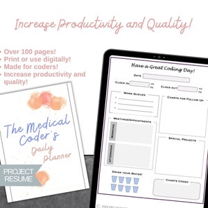 Medical Coder's Planner Increase Productivity and Quality Digital or Print Yearly, Monthly, Weekly, Daily Planning image 4
