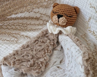 Otter swaddle blanket for baby: Crochet blanket, double gauze, customizable handmade fur - birth/babyshower gift