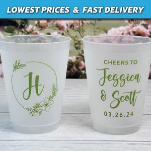 Personalized Wedding Frosted Cups, Night Before Cups, Floral Wedding Cups, Frost flex cups, Wedding Favors, Engagement Favors