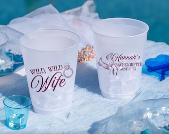 Personalized Wild Wild Wife Bachelorette Frosted Cups, Personalized Cowgirl Bachelorette Cups, Let's Go Girls Bach Cups, Nash Bash Cups