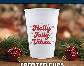 Festive Christmas Cups , Perfect for Holiday Gatherings and Parties 16oz Frost Set of 10