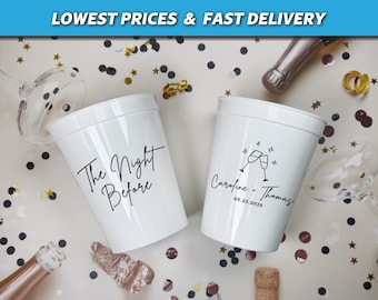 The Night Before Cups, Rehearsal Dinner Stadium Cups, Wedding Favors, Welcome Party Cups, Personalized Rehearsal Dinner Cups, Wedding Cups