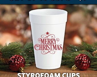 Festive Christmas Cups, Perfect for Your Holiday Table - 20oz Foam Set of 10