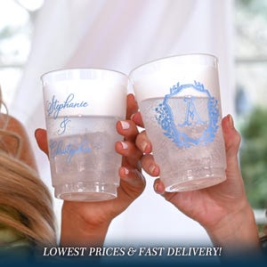 Custom Wedding Frosted Cups, Reception Bar Cups