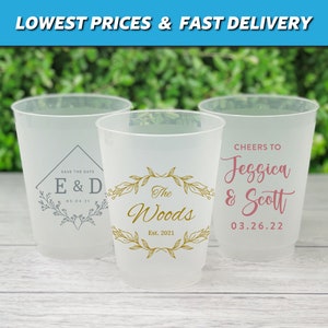Custom Wedding Cups, Reception Bar Frosted Cups, Personalized Shatterproof Cups, Modern Wedding Decor, Signature Cocktails, Engagement Party