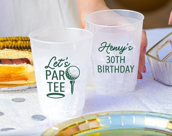 Golf Birthday Frosted Cups, Let's Partee, Custom 30th Birthday Party Favors