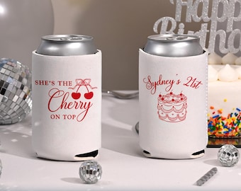 She's the Cherry on Top Birthday Can Coolers, Cherry Themed Party Favors, Cherry First Birthday, Our Little Cherry on Top Baby Shower