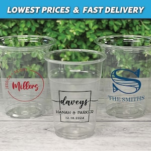 Custom Printed Soft Clear Plastic Cups, Wedding Disposable Cups, Personalized Soft Plastic Party Cups, Party Cups