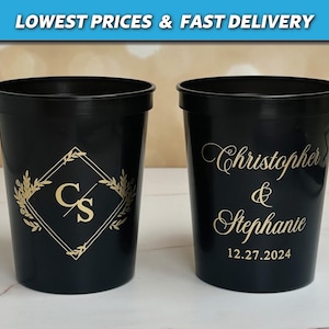 Personalized Wedding Stadium Cups, Modern Wedding Cups, Engagement Party Favors, Wedding Shower Cups, Welcome Party Cups, Night Before Cups