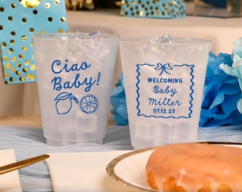 Ciao Baby Shower Frosted Cups, Ciao Baby Shower Decor, Italy Theme Baby Shower, Italian Baby Shower, Ciao Bambino/Bambina