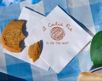 Cutie Pie On The Way 3-PLY Cocktail Napkins, Autumn Baby Shower Favors