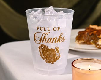 Full of Thanks Thanksgiving Cups - 16oz Frost Set of 10